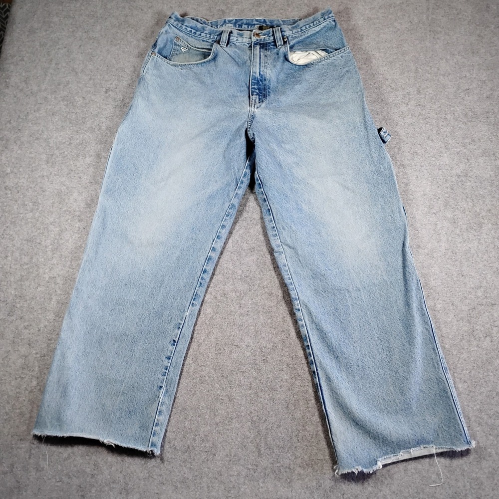 Rocawear Mens Baggy Carpenter Jeans Light Wash Blue Y2K Hip Hop Denim 34x30 Cut